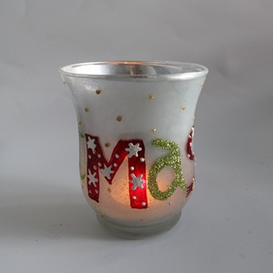 Lámpara de Viento con Diseño Navideño, Forma de Tambor, Cristal con Puntas Plateadas, Exterior Blanco - Product Image 5