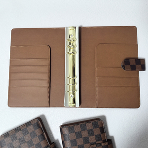 No Moq หนัง PU กันน้ำลายตารางหมากรุกทำซ้ำสมุดบันทึกการจัดระเบียบโฟลเดอร์หนังสือเครื่องผูกงบประมาณ A5 - Product Image 3