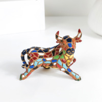 Figura de Ángel Toro Español de Resina Ecológica Hecha a Mano con Diseño de Mosaico Gaudí, Regalo Coleccionable de Souvenir, Decoración Resistente para el Hogar