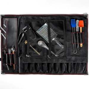 Free sample Custom Durable Waxed Canvas <b>Knife</b> <b>Roll</b> with Logo 15 <b>Knife</b> Slots <b>Leather</b> Chef <b>Roll</b> Bag for Chefs - Product Image 6