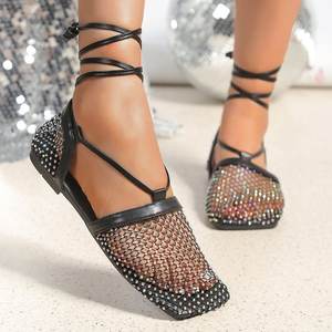 Nouvelles sandales plates tendance et confortables à bout rond, en maille respirante, à brides, pour femmes, printemps-été - Product Image 1