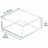 Petite boîte de rangement carrée empilable en acrylique transparent pour bureau à domicile
