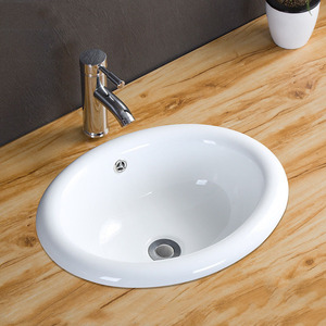 Rectangular Ceramic Bathroom Sink Single Hole Glossy Finish Countertop <b>Basin</b> Household Use - Product Image 3