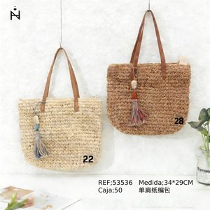 Borsa a Tracolla in Paglia Intrecciata 34x29cm, Borsa Tote Naturale per Donne, Uso Estivo e da Spiaggia - Product Image 3