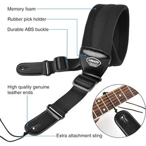 Correa para bajo eléctrico Lekato, acolchada, ajustable, de 3 pulgadas de ancho, con soporte para púas y cierres de seguridad para bajo eléctrico - Product Image 2