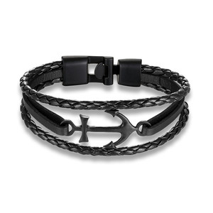 Silver Plated Anchor Wrap <b>Bracelet</b> Unisex Braided PU Leather Classic Fashion Jewelry Gift For Men Women - Product Image 3