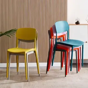 Colorful Modern Restaurant Kitchen Cafe Design Sillas Plastic Chair Stackable Dining Plastic Chair