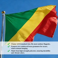 Drapeau personnalisé de la République du Congo, 3x5 pieds, en polyester, résistant aux plis, durable, production personnalisée