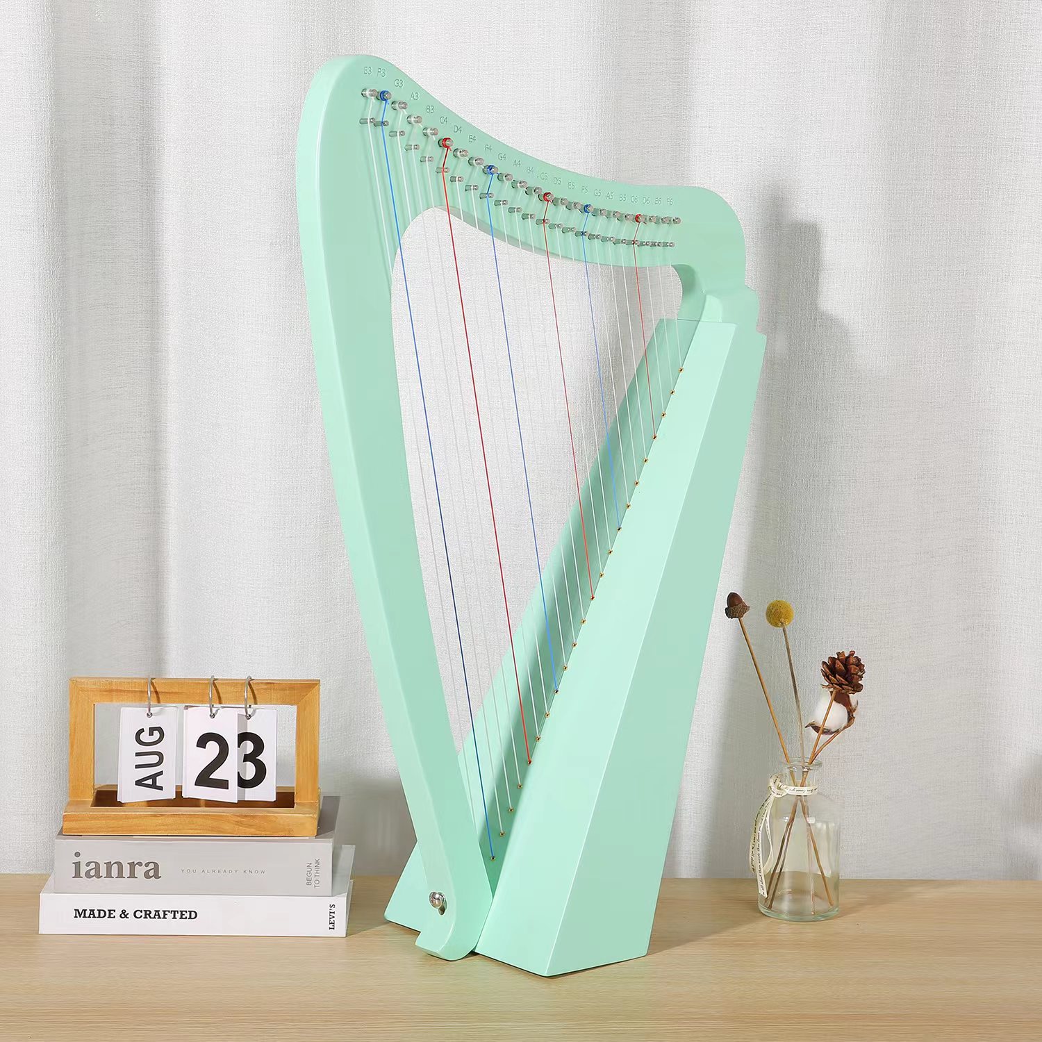 Harpe 23 cordes vert menthe (grand coffret cadeau)