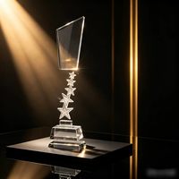 Trofi Kristal K9 dengan Ukiran Laser Khusus Berbentuk Lima Bintang, Suvenir Penghargaan Kristal untuk Hadiah Penghargaan Acara Bisnis.