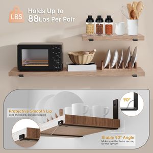 الرفوف المعدنية السوداء J مع شفة رف دعم ريفي صناعي عائم للجدار للرفوف المفتوحة سهلة الاستخدام - Product Image 6