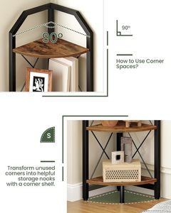 Étagère de rangement à cinq pans, étagère de présentation pour plantes, idéale pour la chambre, le salon, le bureau à domicile, style campagnard - Product Image 2
