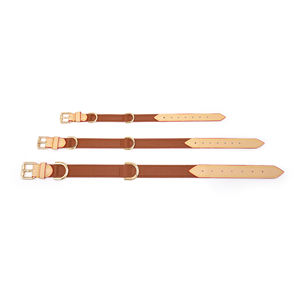 Premium Leder-Hundehalsband Verstellbar Langlebig Doppelschichtiges Haustier-Halsband mit Goldschnalle & D-Ring OEM Kundenspezifischer Großhandel Etikettenhalter - Product Image 4