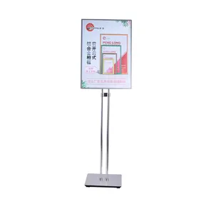 Double Pole Standing LED Silver Menu Stand A3