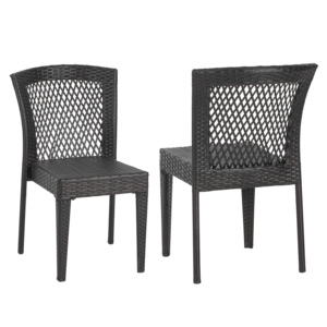 Outdoor Dining <b>Chairs</b> Set of 2, <b>Stackable</b> <b>Chairs</b> with UV-Resistant PE Rattan and Steel Frame - Product Image 4