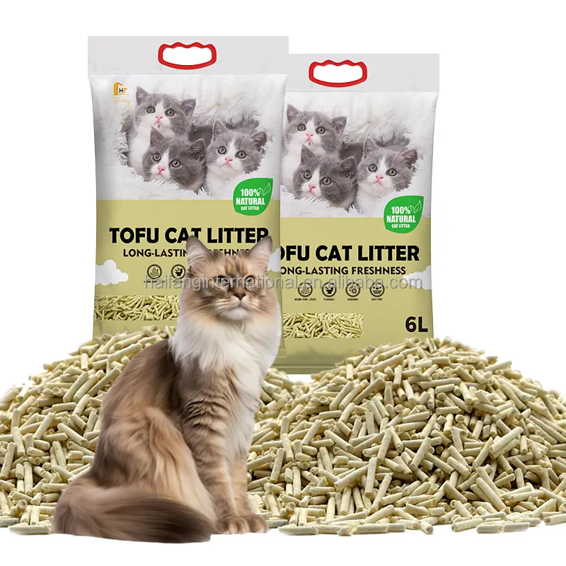 Nuevo producto para mascotas Tofu fuerte para agrupar la fábrica de arena para gatos en China Tofu de arena para gatos a rayas