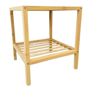 <b>Bamboo</b> Square Coffee <b>Table</b> Double Layer Storage Indoor Living Room Side <b>Table</b> Modern Minimalist Design - Product Image 2