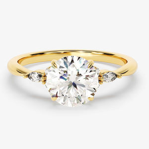 خاتم ماي يي جيا المعتمد من IGI للنساء، مجوهرات خطوبة وزفاف من الذهب الخالص عيار 9/10/14/18/22 قيراط مع حجر الموزانيت والماس المزروع في المختبر - Product Image 1