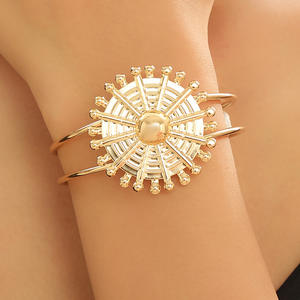 Nouveauté Bijoux fantaisie pour femmes, <span class=keywords><strong>Bracelet</strong></span> jonc plaqué or, style vintage, motif floral imposant - Product Image 5