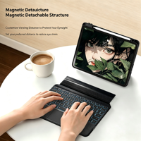 Casing iPad dengan Touchpad, Stand Tablet Lepas Pasang, Tombol Scissor Backlit 78-Key, Koneksi Nirkabel BT Multi Perangkat, Desain Tipis