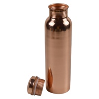 Bouteille d'eau en cuivre 100% métal, finition polie brillante, idéale pour le camping en plein air, les voyages, la consommation d'eau