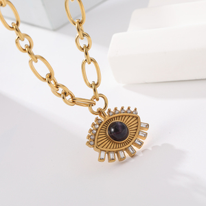 Collar de moda para mujer, Nueva joyería de moda, cadena de eslabones de acero inoxidable, collar de cadena chapado en oro, regalo para mujer - Product Image 1