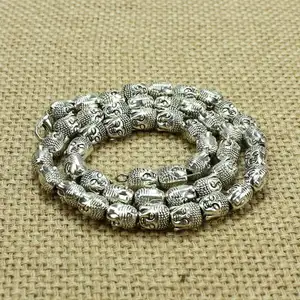 Wholesale vintage Tibetan silver Miao Silver Tai silver i double-sided Buddha head necklace Sakyamuni Buddha gifts for men and