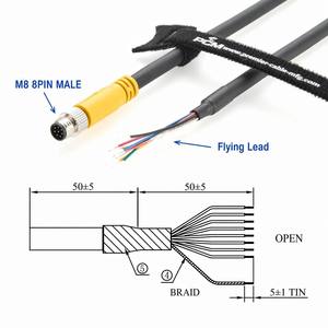 Kabel Trigger GPIO I/O M8 8-Pin A-Code Male ke Open End 26AWG Terlindung Fleksibel Tinggi Kompatibel dengan Kamera LUCID Vision Edmund Optics - Product Image 3