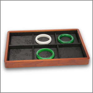 Black Walnut Jewelry Display Tray With Embroidery Storage For <b>Rings</b> And Accessories - Product Image 2