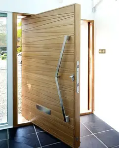 木製ドア玄関木製ドア装飾モダンデザインチーク無垢材PVCインテリア