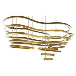 Biệt thự hiện đại phòng triển lãm khách sạn sang trọng lớn Ribbon Shape Glass LED trần lớn đèn chùm đèn - Product Image 3