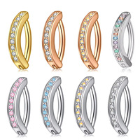 Vente en gros de bijoux de piercing pour nombril courbés, colorés, avec barbell incurvé en cristal CZ Zircon, unisexe, bijoux de piercing tendance