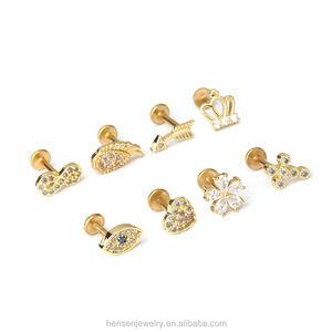 <span class=keywords><strong>Piercing</strong></span> de acero inoxidable con espalda plana, <span class=keywords><strong>piercing</strong></span> para oreja, hélice, rook - Product Image 5