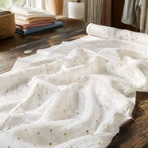 Tissu en <span class=keywords><strong>gaze</strong></span> <span class=keywords><strong>double</strong></span> tissée 100% coton, imprimé à <span class=keywords><strong>pois</strong></span> colorés, écologique, pour robes de femmes, vêtements pour bébés, filles et garçons - Product Image 3