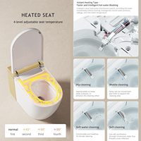 WC intelligent haut de gamme avec bidet intégré, eau chaude, séchage à l'air, acier inoxydable, entièrement automatique, éclairage d'ambiance pour