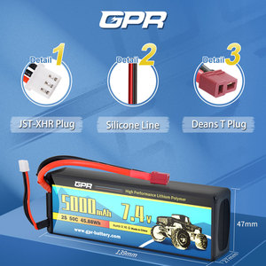 <span class=keywords><strong>Prix</strong></span> usine 7.4V <span class=keywords><strong>5000</strong></span> MAh 2S High C Rate 80C Lithium Lipo Batterie avec Deans T Connecteur pour RC Drone Car - Product Image 6