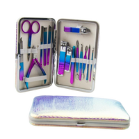 Ensemble d'outils de manucure et pédicure professionnels de luxe en acier inoxydable avec coupe-cuticules et coupe-ongles rose