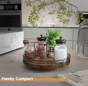 Trang Trại Gỗ Sồi 9 "Lười Biếng <span class=keywords><strong>Susan</strong></span> Bàn Xoay Tổ Chức Vòng Bằng Gỗ Lười Biếng <span class=keywords><strong>Susan</strong></span> Tổ Chức Và Lưu Trữ Xoay Khay Lười Biếng <span class=keywords><strong>Susan</strong></span> - Product Image 4