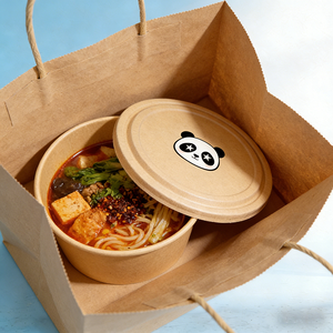 Ciotola in Carta Kraft per Asporto con Logo Personalizzato Stampato Vendita Calda Microondabile per Zuppa e Insalata con Coperchio - Product Image 4