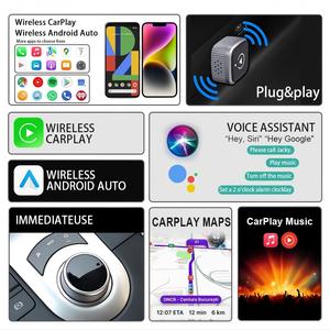 Adaptateur <span class=keywords><strong>CarPlay</strong></span> sans fil pour <span class=keywords><strong>iPhone</strong></span> <span class=keywords><strong>Apple</strong></span> - Améliorez votre <span class=keywords><strong>CarPlay</strong></span> filaire en un appareil sans fil, mini en forme de T pour prise USB de voiture, brancher et jouer - Product Image 3
