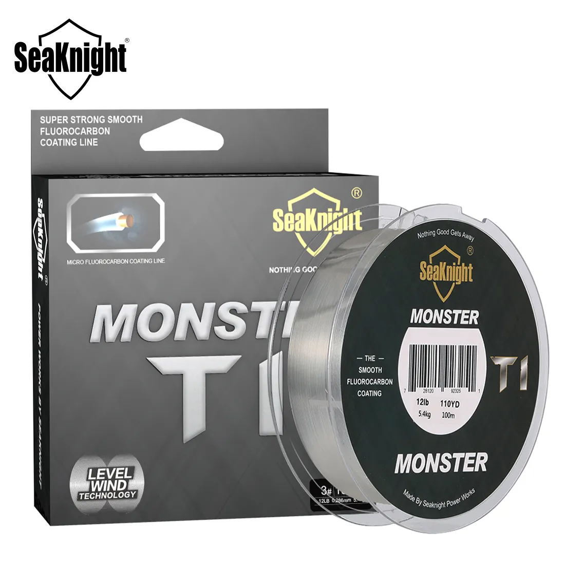 Seaknight linha de pesca monster t1 de 100m, fio para pescar monofilamentoso revestido com fluorocarbono