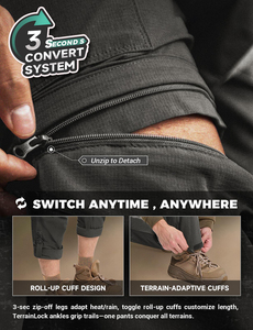 पुरुषों के हल्के परिवर्तनीय कार्गो काम पैंट त्वरित शुष्क सांस लेने योग्य ज़िप बाहरी पैंट आकस्मिक शैली पानी प्रतिरोधी - Product Image 4