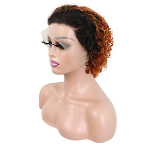 Perruques en dentelle complète 13x4 en <span class=keywords><strong>cheveux</strong></span> humains vierges brésiliens en gros, coupes courtes de type pixie, couleur 1b/350, <span class=keywords><strong>cheveux</strong></span> bouclés pour femmes noires - Product Image 2
