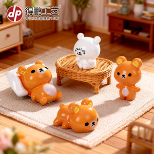 Figurine d'ours miniature Rilakkuma en résine, poupée de dessin animé, décoration de bureau, jouet pour enfants et collectionneurs - Product Image 5