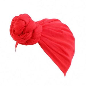 Wholesale Womens Ethnic Polyester Big Flower Turban Beanie Elegant Cap Plain Head <b>Wrap</b> Outdoor <b>Stretch</b> Long Scarf - Product Image 4