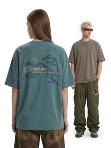 Camiseta de Manga Corta para Hombre, Verano 2026, Nueva Colección, Tejido Grueso, Estampado Montañoso, 100% Algodón, Secado Rápido, Estilo Casual - Product Image 2
