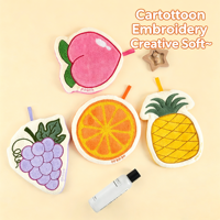 Lovely Fruit Design Hanging Hand Towel With Loop High Absorption Coral Fleece Towel for Kitchen Bathroom Daily Home Use