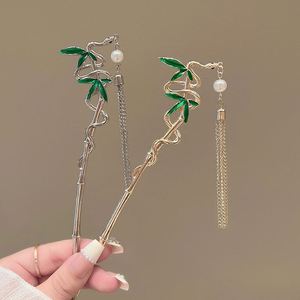 Horquilla de pelo serpentina con perlas y borlas, estilo antiguo Hanfu, hecha a mano, accesorios para el cabello - Product Image 1
