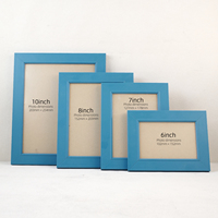 Bingkai Foto Cetak UV Ramah Lingkungan Minimalis Kreatif Biru Muda, Dekorasi Lukisan Dinding Kayu Embossing Buatan Tangan yang Dapat Disesuaikan