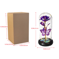 Noël Saint Valentin Cadeau Led Lumière Coloré Artificielle Galaxy Rose Fleurs Avec Papillon Pour La Célébration De Fête De Mariage